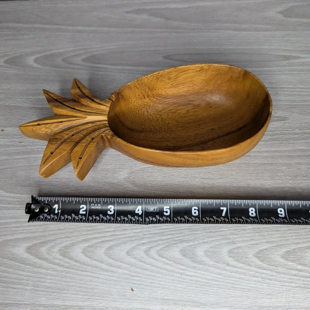 Vintage Monkey Pod Wood Carved Pineapple Shaped Wooden Bowls/Dishes Set …